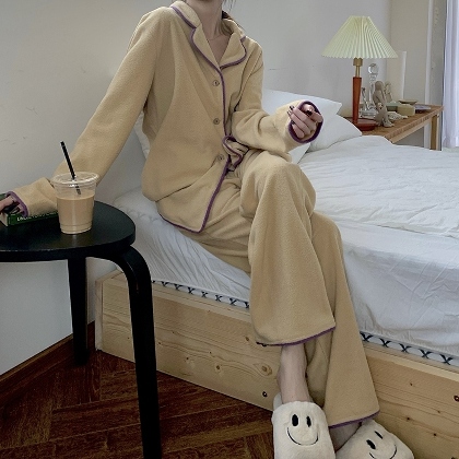 韓国風デザイン 柔らかい  防寒 超暖か 2点セット 寝間着 ルームウェア パジャマ
