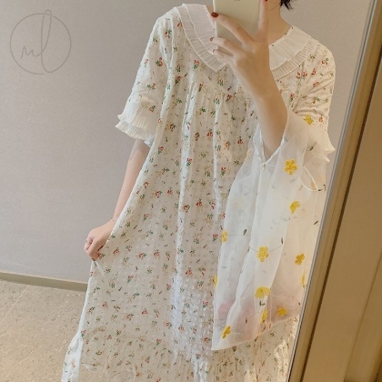 素敵見え 可愛い INS風 清新 韓国風デザイン パジャマ 花柄 カジュアル パジャマワンピ