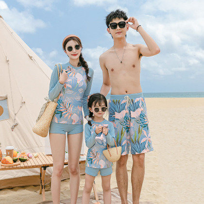 家族 お揃い 海旅行 カジュアル 日焼け対策 体型カバー プリント おしゃれ 長袖 タンキニ ビキニ